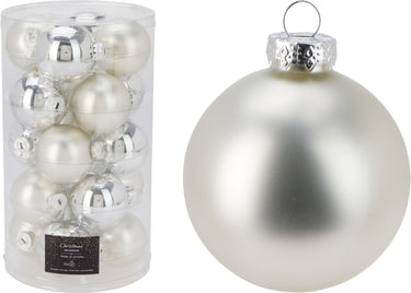 Julekugler 60 mm – 20 stk. sølv (10 blanke + 10 matte)