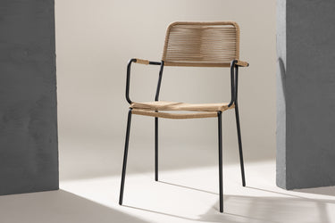 Venture Home - Lindos - Spisebordstol Sæt af 2 stk.- Sort alu / polyester reb