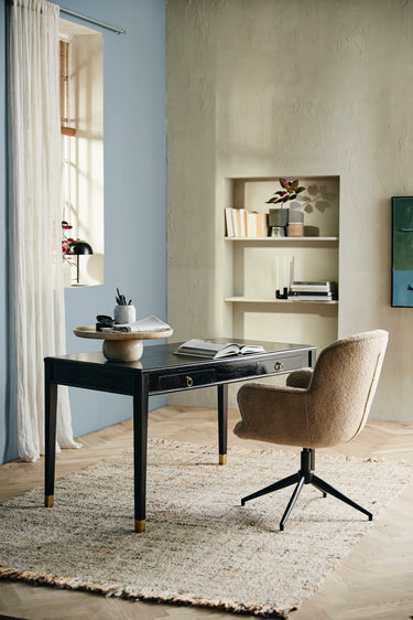 Nordal - EMS skrivebord med 2 skuffer, S – sort – L140 × B70 × H78 cm
