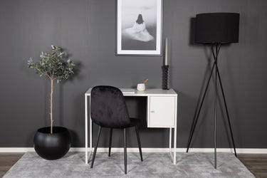 Venture Home - Bakal – skrivebord i hvidlakeret stål med skab – 95×45×75cm