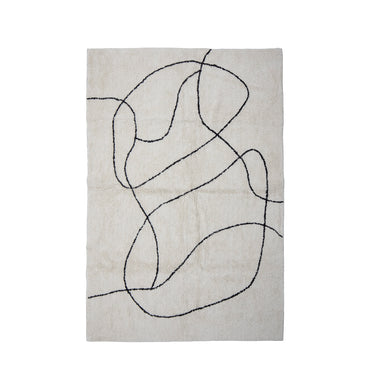 Bloomingville - Viga Tæppe, Hvid, Bomuld - L180 × B120 cm