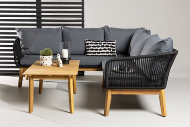 Venture Home Chania hjørnesofa - Sort, Akacie træ, 210x160cm