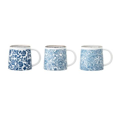 Bloomingville - Molly Krus, Blå, Stentøj - Ø9,5 × H9,5 cm, sæt med 3