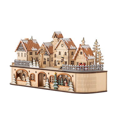 Bloomingville - Norwich Deko m/lys, Natur, Krydsfiner - L45 × H12,5 × B21 cm