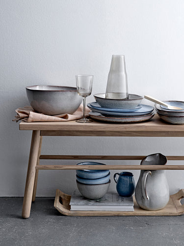 Bloomingville - Sandrine Morgenmadssæt, Blå, Stentøj - C:Ø8,5 × H8/B:Ø15 × H8/P:Ø22 × H2, sæt med 12
