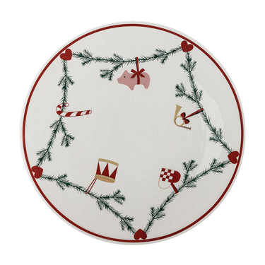 Bloomingville - Yule Fad på drejefod, Natur, Stentøj - Ø35 × H4 cm