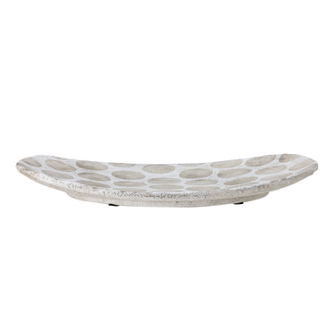 Bloomingville - Felan Fad, Hvid, Terrakotta - L42 × H3,5 × B32 cm