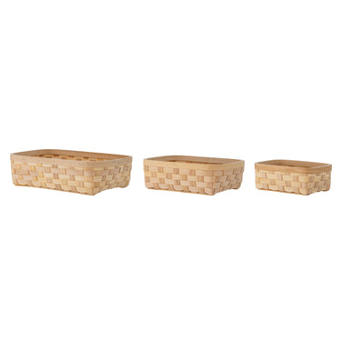 Bloomingville - Wilja Brødkurv, Natur, Fyrretræ - L40 × H11 × B30/L33 × H11 × B25/L25 × H11 × B19 cm, sæt med 3