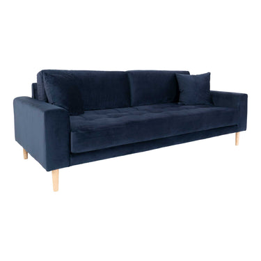 Lido 3 Personers Sofa i mørkeblåt velour med to puder HN1005 - Bolig og Haven