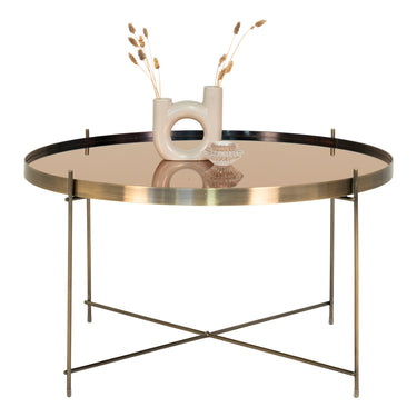 Venezia Sofabord - i messing farvet stål med glas ø70xh40cm - Bolig og Haven