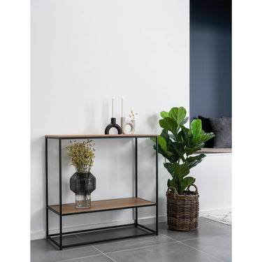 Vita Konsolbord - Sort ramme og egetræslook hylder 80x80x36 cm - Bolig og Haven