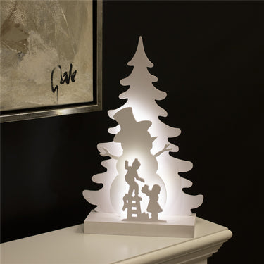 Julesilhuet 3D LED med snemand motiv